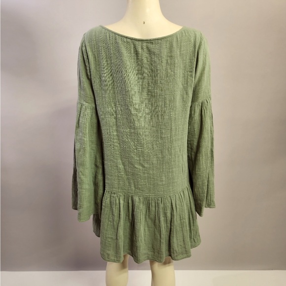 Free People L S Gauze Peasant Style Smock Tunic small Beautiful Green - Picture 3 of 5